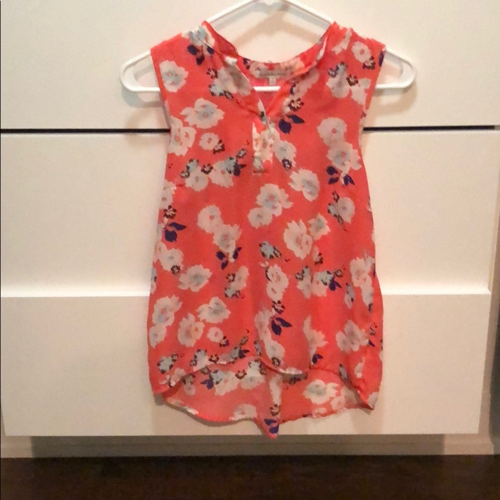 Pink floral top with lacy back